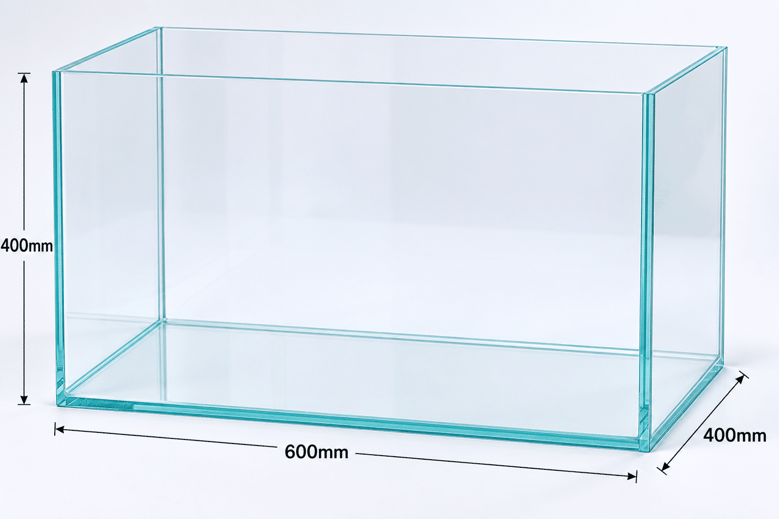 25 gallon 600x400x400 mm rimless ultra clear glass aquarium
