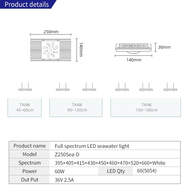 Week Aqua Z250 Sea-Z Reef LED Light