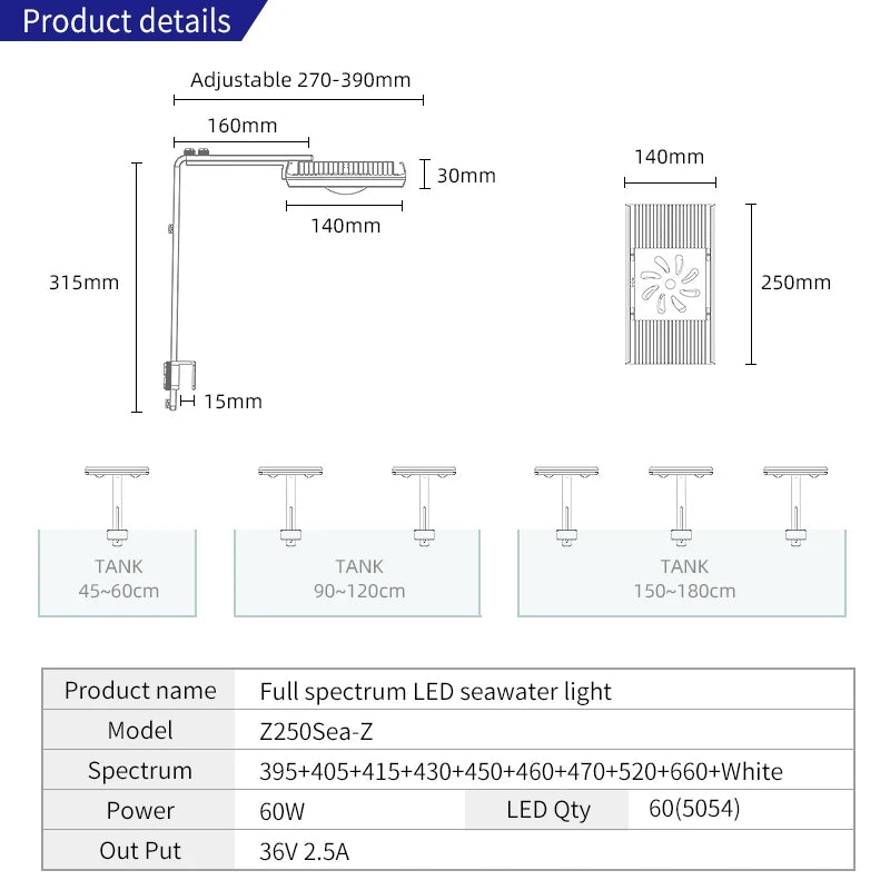 Week Aqua Z250 Sea-Z Reef LED Light