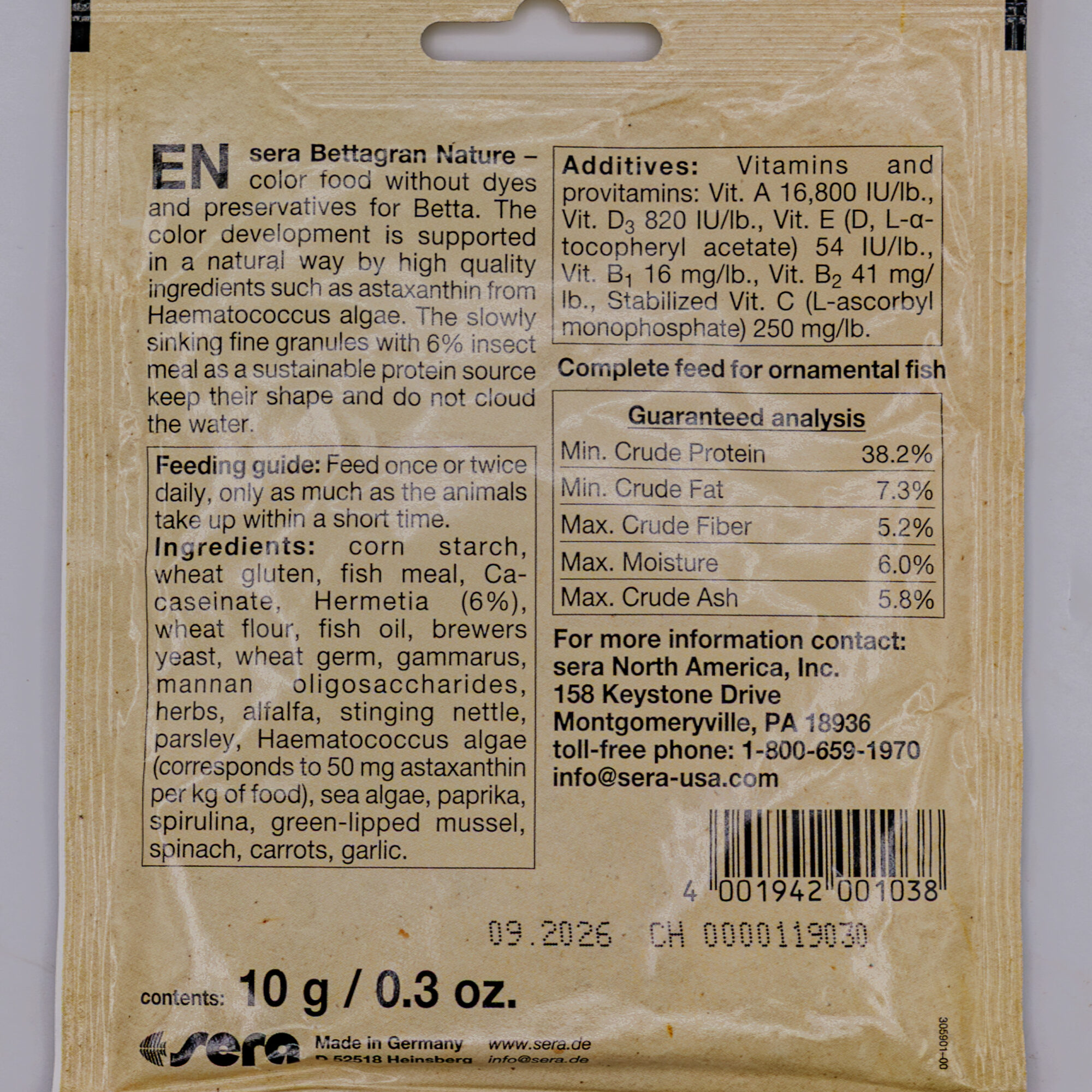 Sera Bettagran Color Food – Betta Granules (10 g)